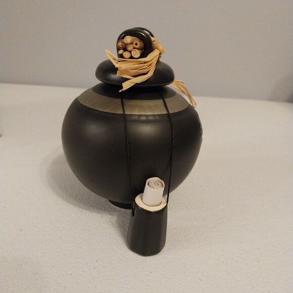 Zen Chinese Wishing Pot Black Ceramic Good Luck Fortune New Old Stock - Picture 4 of 13